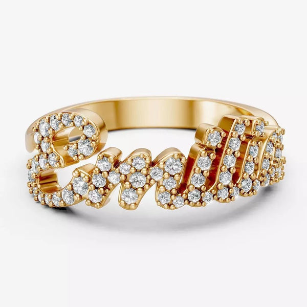 Custom Diamond Name Ring in Gold – True Smith Jewelers Miami
