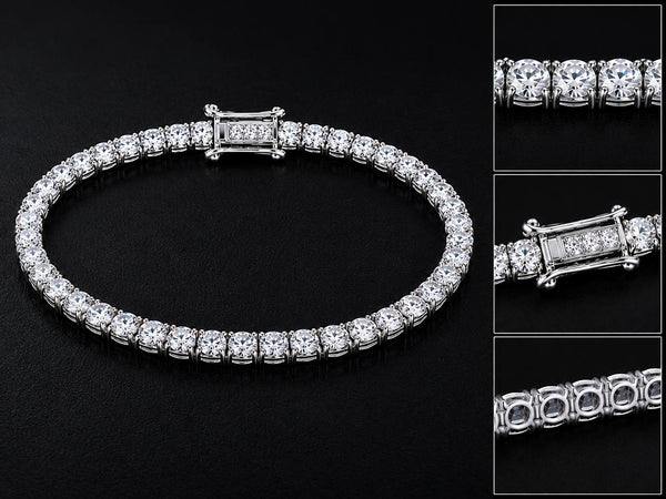 10K White Gold Lab-Grown VVS1 Diamond Tennis Bracelet 7 inch 3.72 CT – True Smith Jewelers