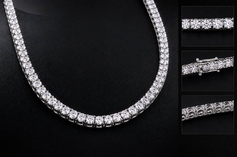 14K White Gold Lab-Grown VVS1 Diamond Tennis Chain 22 inch 35 CT – True Smith Jewelers