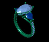 3D CAD Design Render Custom Pear Shape Diamond Ring with Heart Side Stones – True Smith Jewelers Custom Design Studio Miami