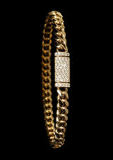10K Gold Miami Cuban Link Bracelet Diamond Box Lock Close-Up VS Natural Diamonds – True Smith Jewelers
