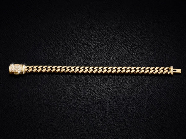 10K Gold Miami Cuban Link Bracelet 7mm 28.5g with Natural VS Diamond Box Lock – True Smith Jewelers