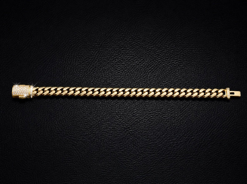 10K Gold Miami Cuban Link Bracelet 7mm 28.5g with Natural VS Diamond Box Lock – True Smith Jewelers