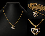 10K Yellow Gold Cuban Link Chain 20 inch Double Heart CZ Pendant 7.19g – True Smith Jewelers