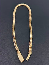 10K Gold Fully Bustdown Miami Cuban Link Chain 22 inch 10mm 25.3 CT Diamonds on Mannequin – True Smith Jewelers