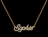 Custom Gold Diamond Nameplate Necklace Script Letter Design Fully Iced – Made to Order True Smith Jewelers Miami