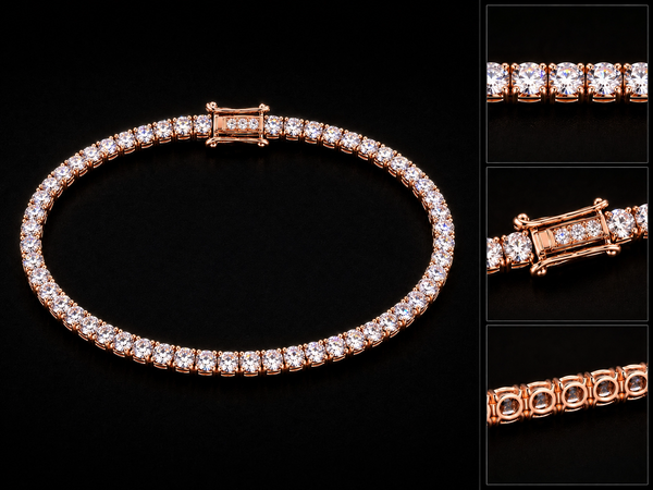 10K Rose Gold Lab-Grown VVS1 Diamond Tennis Bracelet 7 inch 3.72 CT – True Smith Jewelers