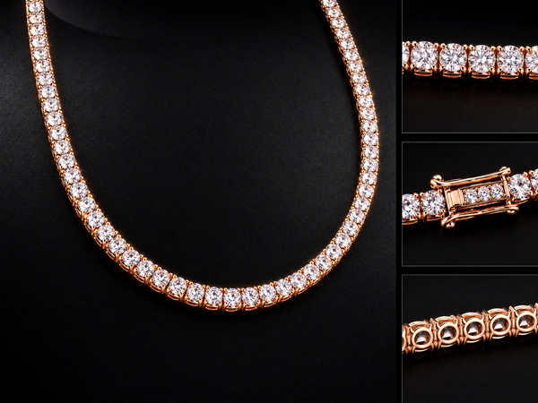 10K Rose Gold VVS1 Lab Diamond Tennis Chain 16 inch 8.84 CT luxury jewelry