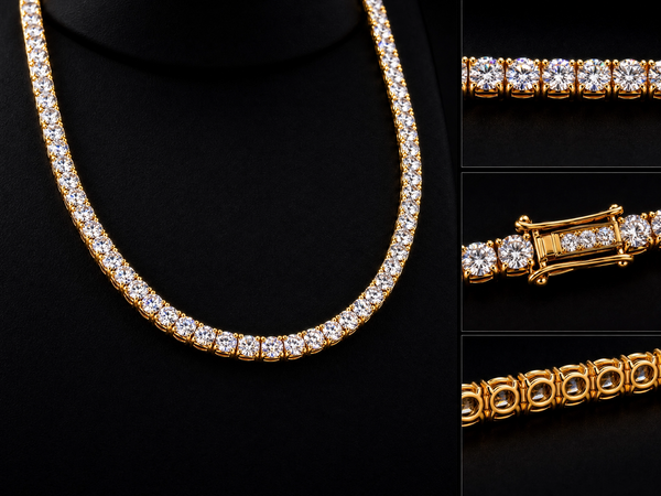 14K Yellow Gold Diamond Tennis Chain 16-inch 8.84 CT – True Smith Jewelers